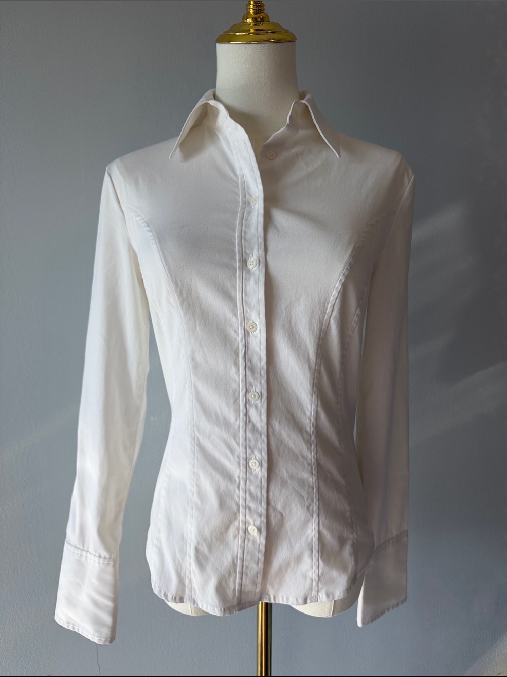 Express White Fitted Button-Down Shirt